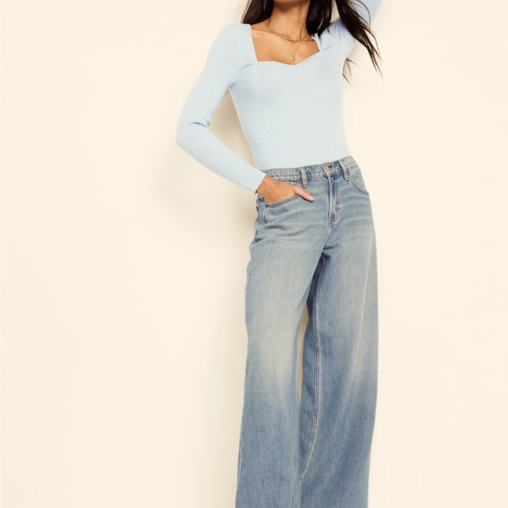 Women's Wide-Leg Baggy Jeans, Med-Light Wash